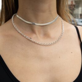 Collar Snake Acero Blanco