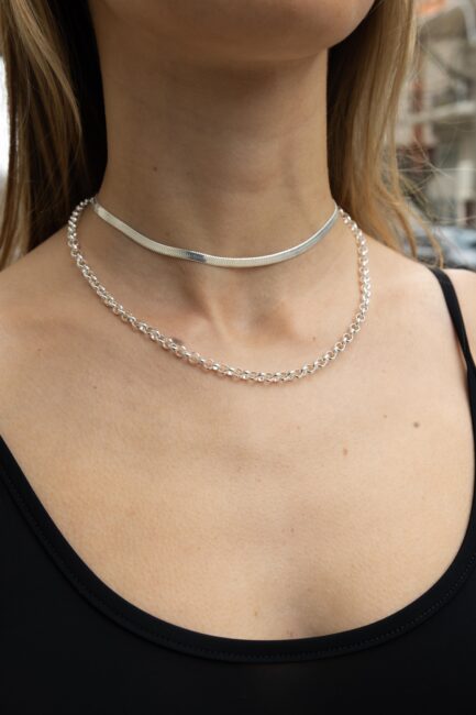 Collar Snake Acero Blanco