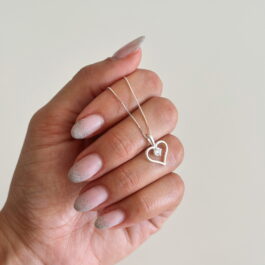 Collar dije corazón y circonia Plata 925