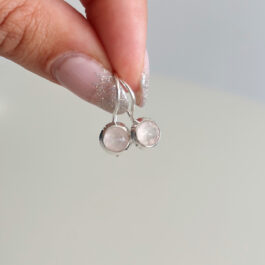 Caravanas Con piedra Natural Cuarzo Rosa